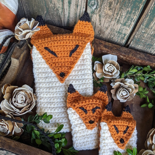 Cottagecore Fox Gift Set/Crossbody Kawaii Cell Phone Purse/Mini Coin Pouch/Fox Gifts/Crochet Bag/Phone Holder/Girl Gift/Teen Gift/Daughter