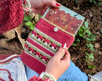Crochet Cottage Mushroom Girl Book Cover Pattern /Fairy Toadstool Accessory Intermediate Crochet Instructions/Cottagecore Tutorial/ PDF file