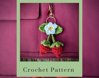 Crochet Strawberry Keychain Pattern / Berry Crochet Instructions/ Cute Cottagecore Pattern/ PDF download file