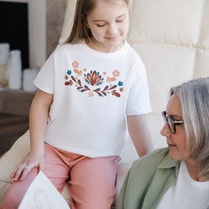 Norweger Rosemaling Mädchen Jugend Jersey T-Shirt / Einfaches Skandinavisches Mädchen-Shirt / Frozen Anna Shirt Bild 2
