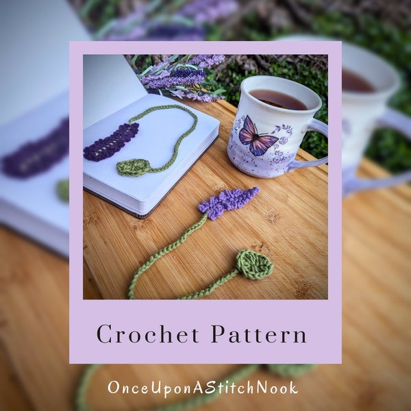 Crochet Lavender Bookmark Pattern / Kawaii Book Accessory / Beginner Crochet Instructions/ Flower Cute Accessory/ PDF download file