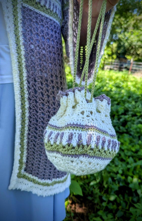 Crochet Cottage Lavender Sachet Bag Pattern / Intermediate Crochet Instructions/ Cottagecore Accessory Tutorial/ PDF download file