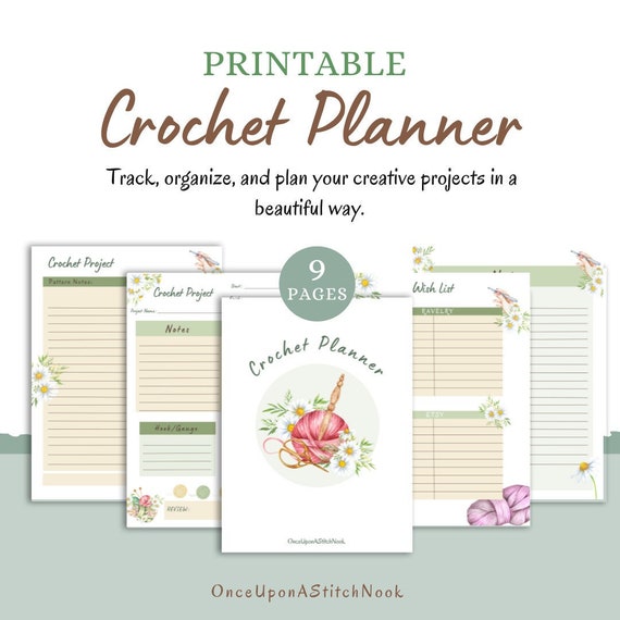 Cottagecore Crochet Planner, Digital Download for Tracking, Budgeting, and Planning Crochet Projects, 9 Unique Pages for Crafting Enthusiast