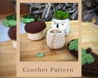 Crochet Mini Acorn Jewelry Storage Pattern / Beginner Acorn Container Crochet Instructions/ Cute Cottagecore Pattern/ PDF download file