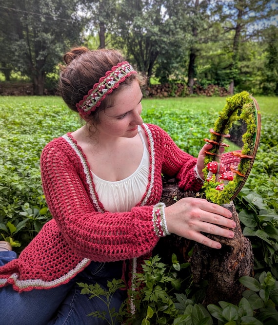 Crochet Cottage Mushroom Headband Pattern / Crochet HairBand / Fairy Headscarf/ Hair Cottagecore Accessory Tutorial/ PDF file
