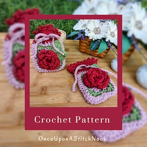 Cartable rose au crochet / Instructions de crochetage intermédiaire / Mini sac à fleurs florales / Fichier à télécharger PDF / Sac kawaii au crochet