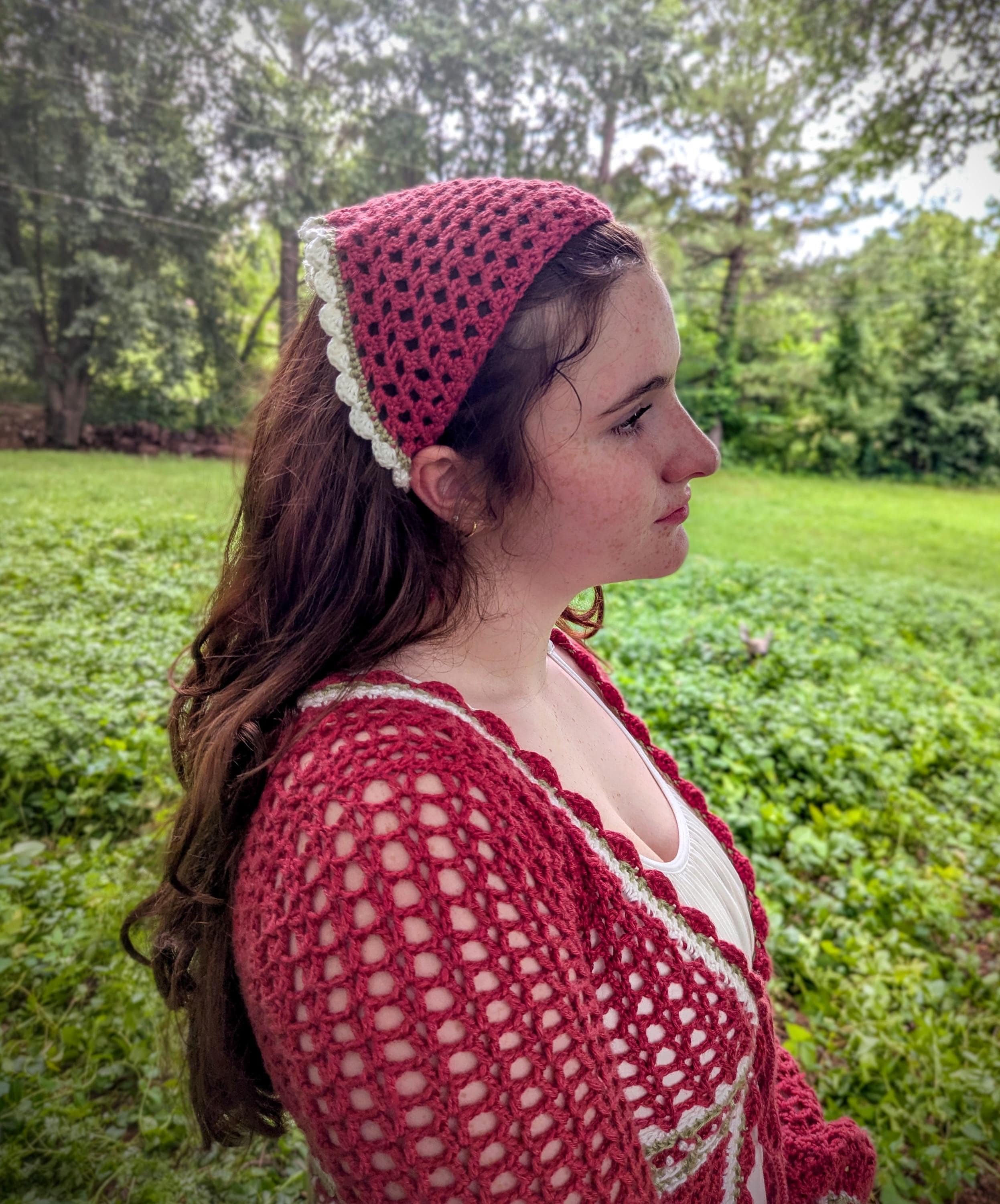 Crochet Bandana Set | Heart & Mushroom Motifs Bundle Mushroom Crochet Bandana - Etsy main image 2