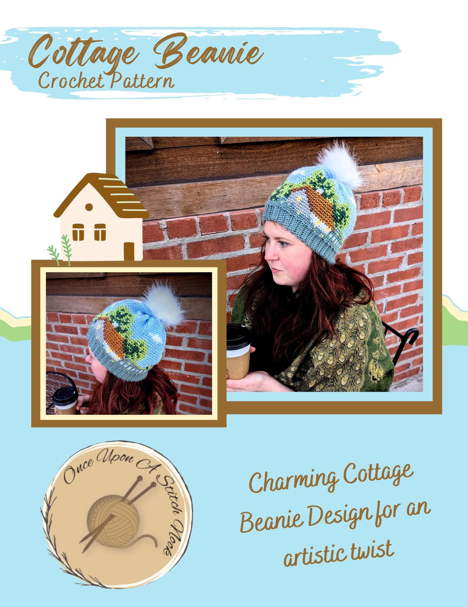 Cottage Beanie Hat Crochet Pattern/ Gender Neutral Hat Gift 