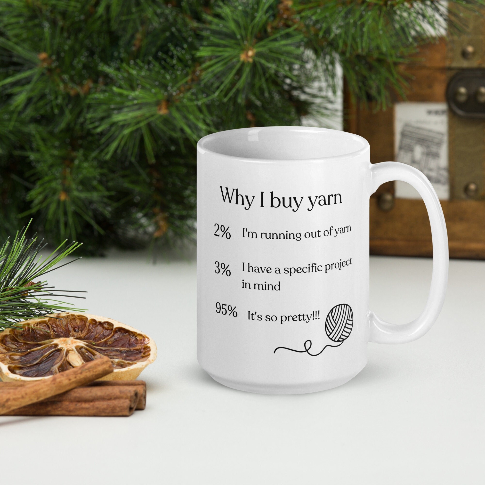 Why I Buy Yarn White mug / Yarn Enthusiast Mug / Crocheter Gift/ Knitter Gift/ Knit Mug / Gift for Mom/ Funny Yarn Cup