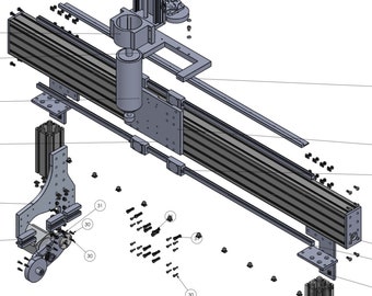 CNC Bill of Material Gantry 06 feet 80/20 Alum Structural dxf file to do Assembly and pdf file