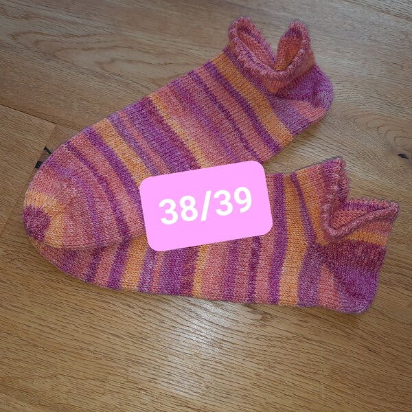 Sneaker-Stricksocken Gr. 38/39 orange-rosa-pink