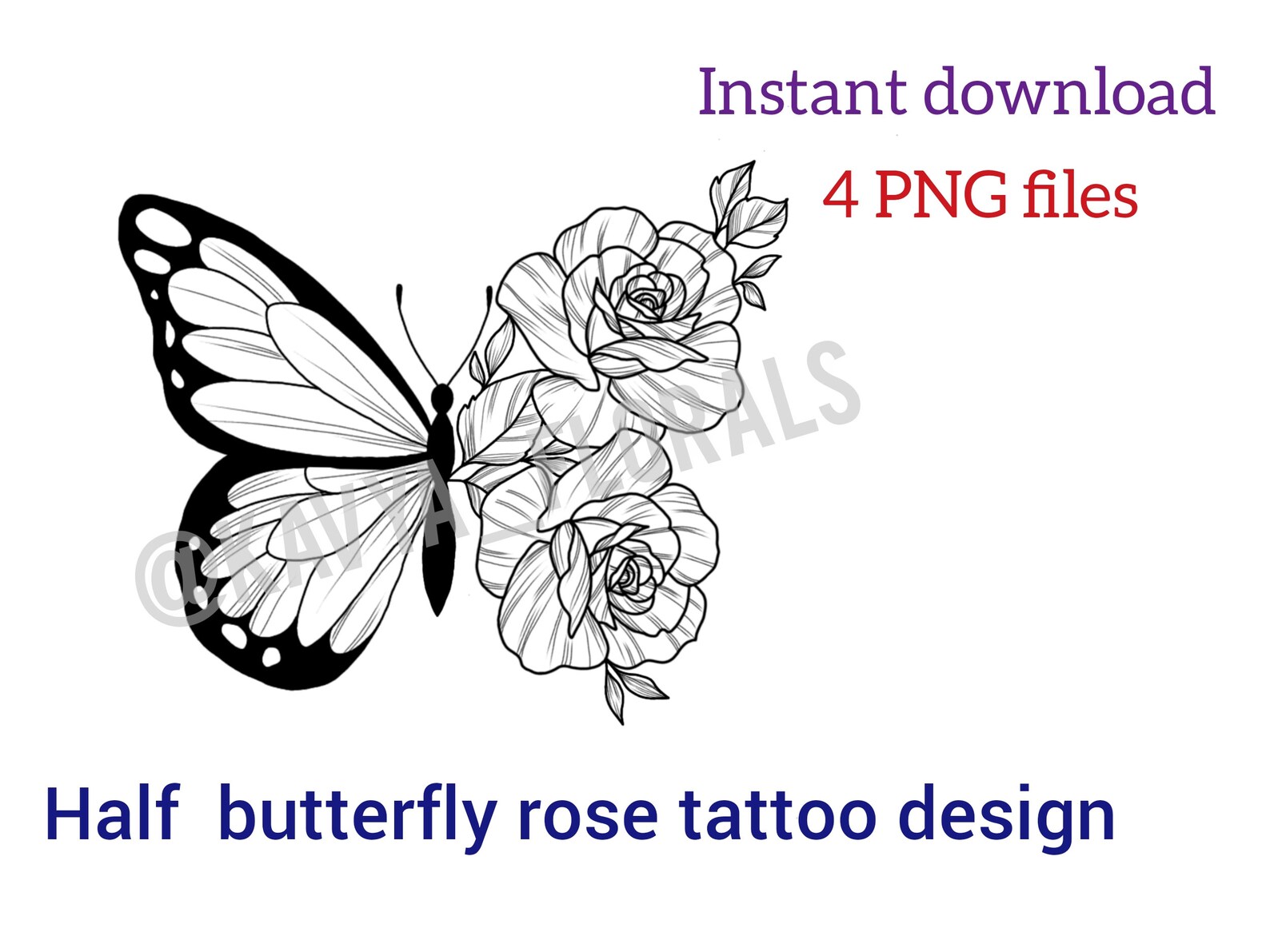 Buy Half Butterfly Rose Tattoo Design Online in India Etsy