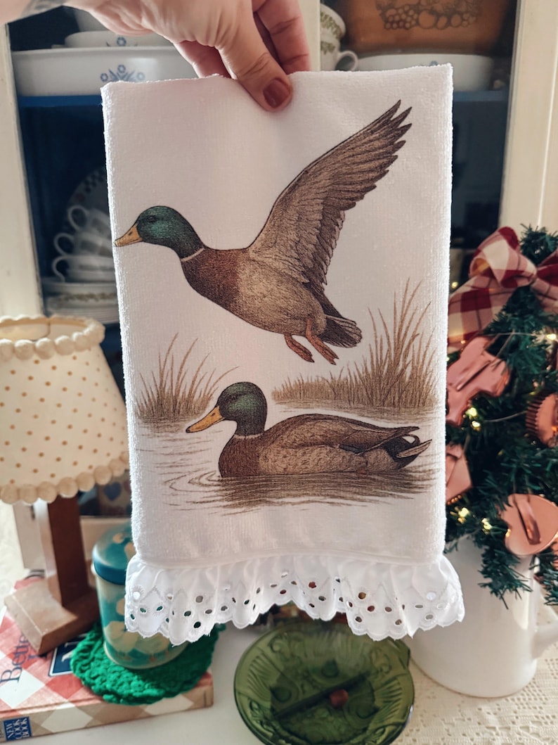 Vintage 90s Mallard Ducks | Cottage Core Kitchen Hand Towel