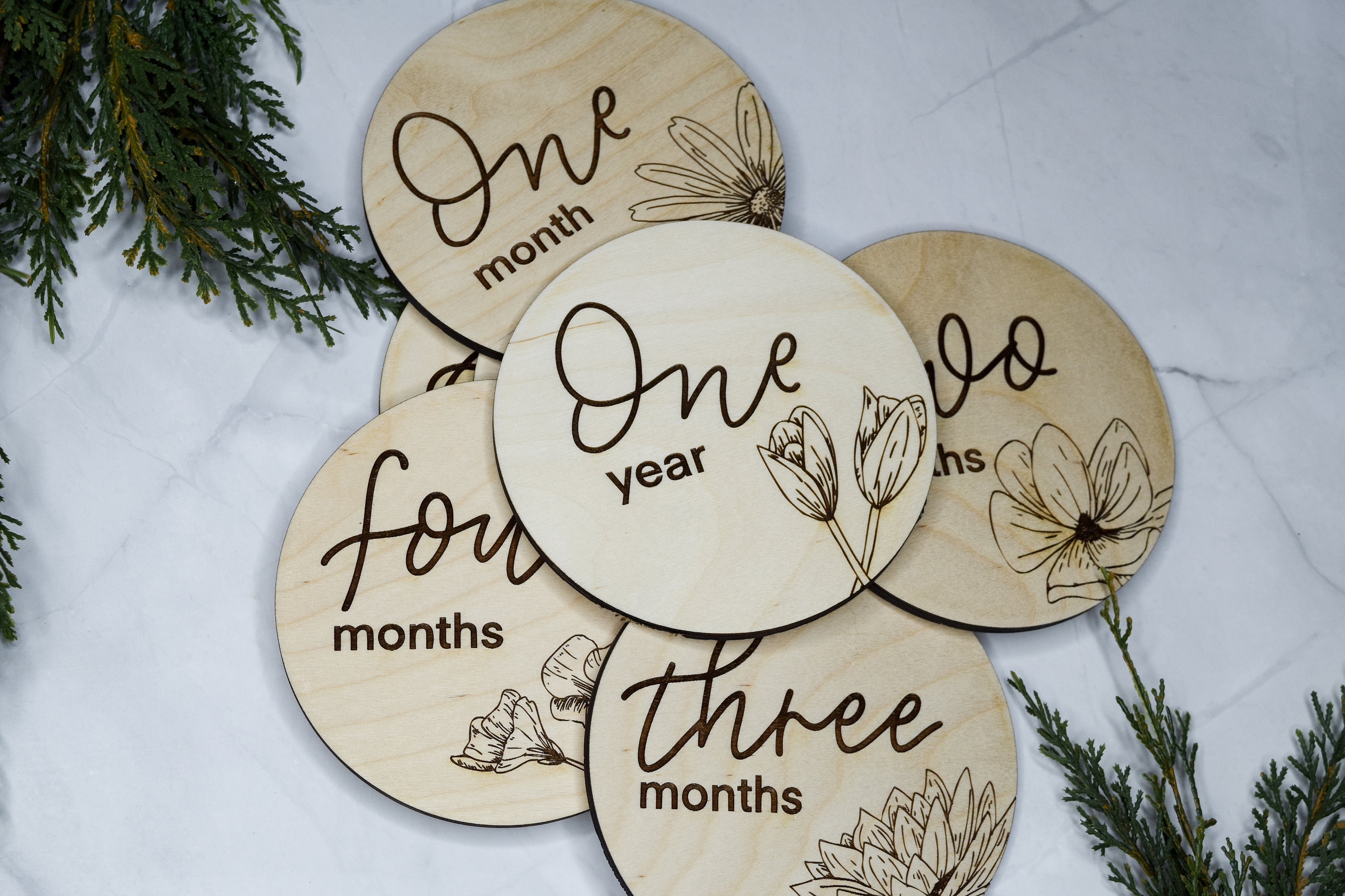 Baby Monthly Milestone Markers, Wood Milestone Disc, Baby Photo Props ...