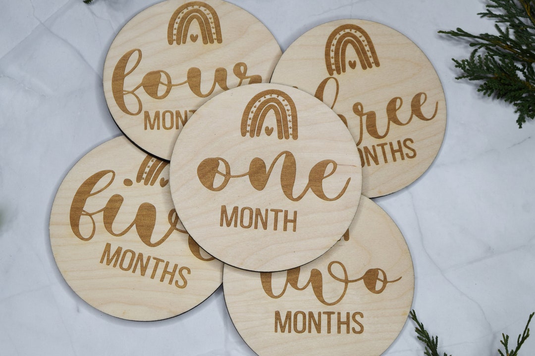 Baby Monthly Milestone Markers, Rainbow Wood Milestone Disc, Baby Photo ...