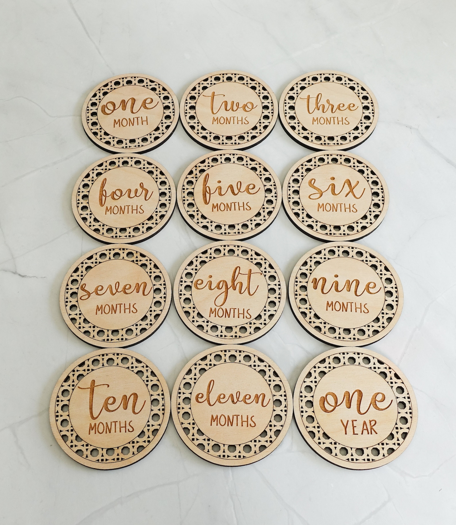 Baby Monthly Milestone Markers, Wood Milestone Disc, Baby Photo Props ...