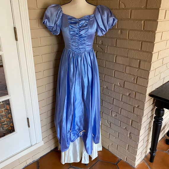 Vintage 80s Blue Cinderella Style Prom Party Dres… - image 2