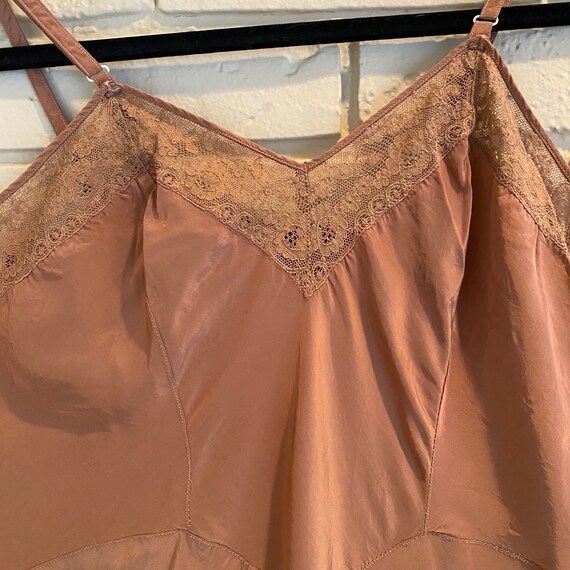 Vintage Corsage 50’s Brown Lace Nightgown Chemise… - image 2