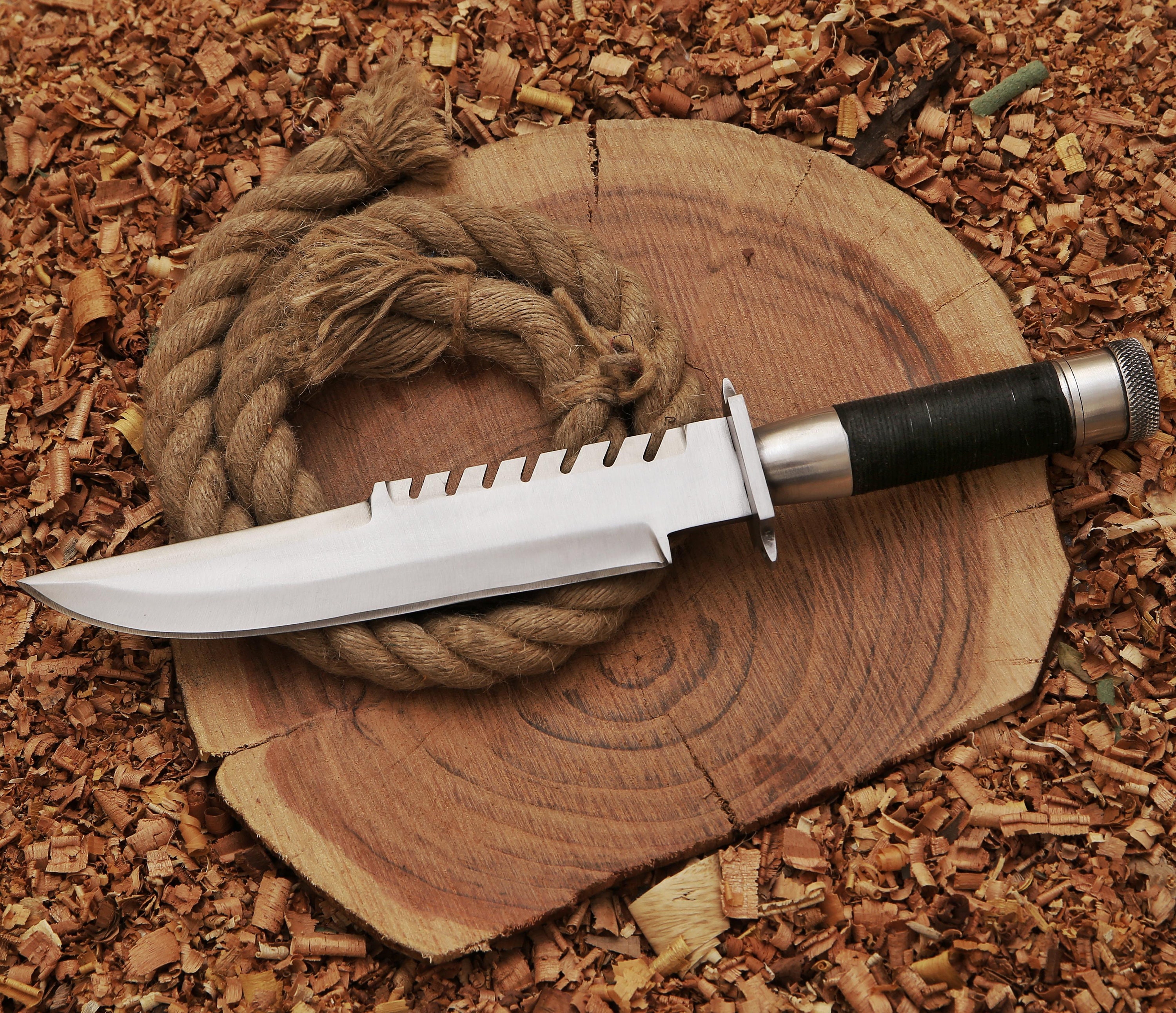 Bowie Knife Set Damascus Steel Blade Wild West Cowboy Mess K