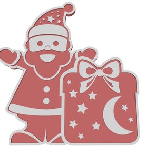Santa, Gift, Stars & Moon - svg file - Perfect file for CNC Candy Dish