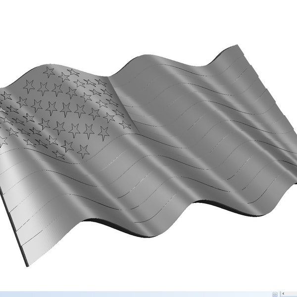 Wavy Flag 3D STL Model for CNC Router Engraver Carving Machine Relief Artcam Aspire cnc files USA American Flag Wave Fusion