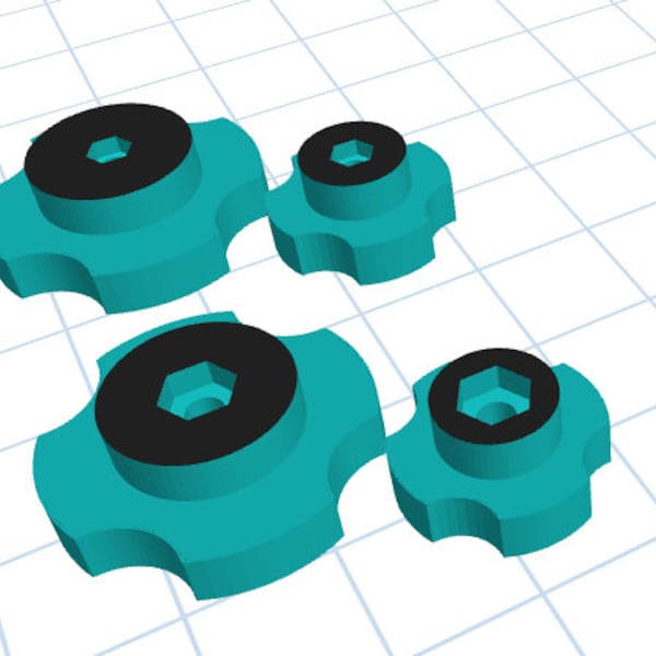 CNC Clamp Nut Knob SET - 1.5" and 2.25" Knobs in Both Metric and Imperial Nut Sizes included. Compatible With Shapeoko, X-Carve, Other CNCs