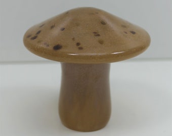 Brown Art Glass Mushroom Figurine - Paperweight