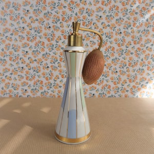 Vintage Bavaria Pastell und Gold Trim Geometrische Porzellan Parfüm Flasche Zerstäuber