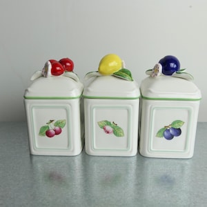 Pots à confiture Villeroy & Boch French Garden avec couvercles citron, prune et cerise