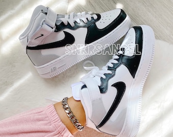 Custom Air Force 1 Mid - Gray and Black Women’s AF1 Nike