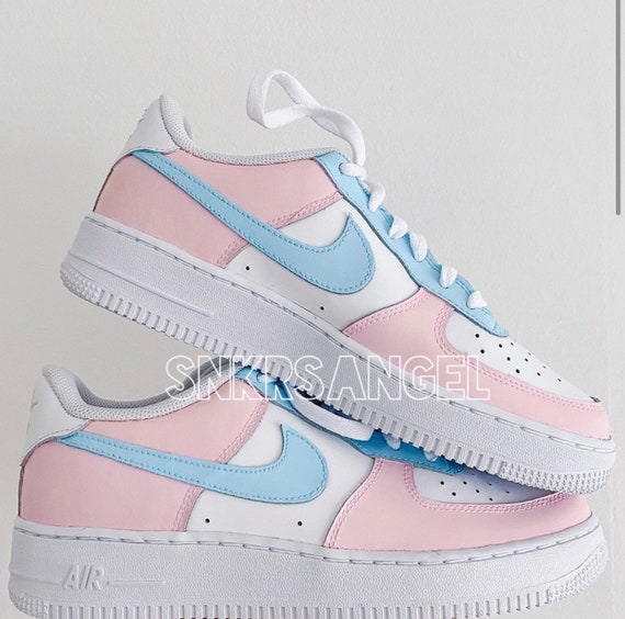 Nike Air Force 1 Pink & Blue Ombré Swoosh Logo