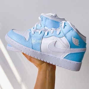 Baby Blue Custom Air Jordan 1 Mid Unisex Nike Shoes, AIR JORDAN 1 - Etsy