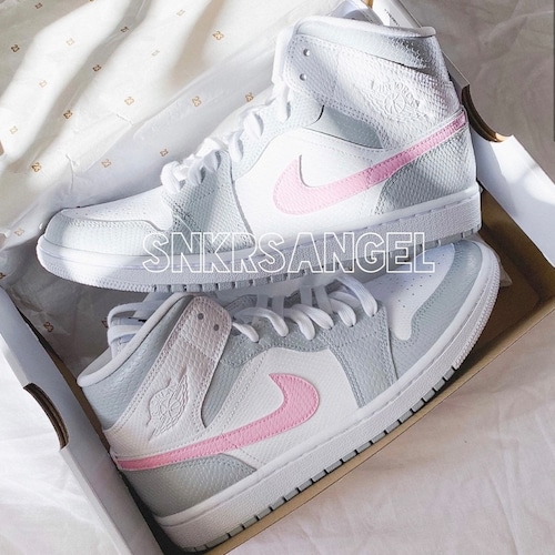 Custom Nike Air Jordan 1 Mid Light Grey 