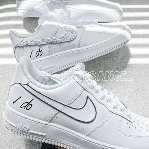 Wedding couple sneakers air force 1 bling swarovski pearl black Mr Mrs 2 pairs sneakers personalized shoes