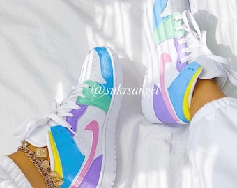 Custom Nike Air Jordan 1 Mid - Nike Women’s sneaker - multi color