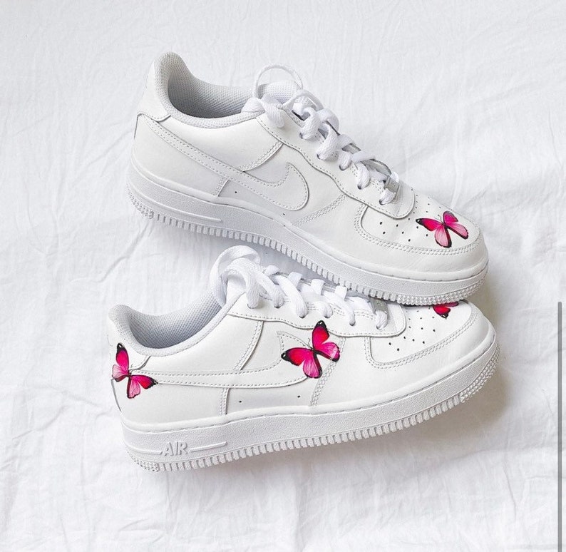 Pink Butterfly Nike custom air force 1 sneakers | Etsy