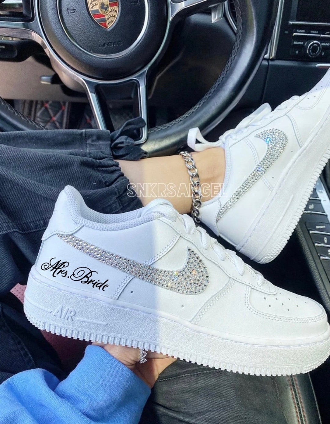 Nike Crystal Rhinestone Air Force 1 Low Wedding Bride Bling