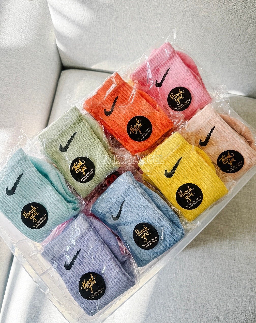 Custom hand-dyed Nike crew socks