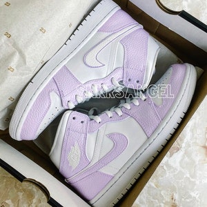 Custom nike air jordan 1 mid sneakers lilac lavender purple