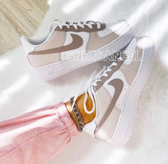 Tan Brown Women's Nike Air Force 1 Low Custom 