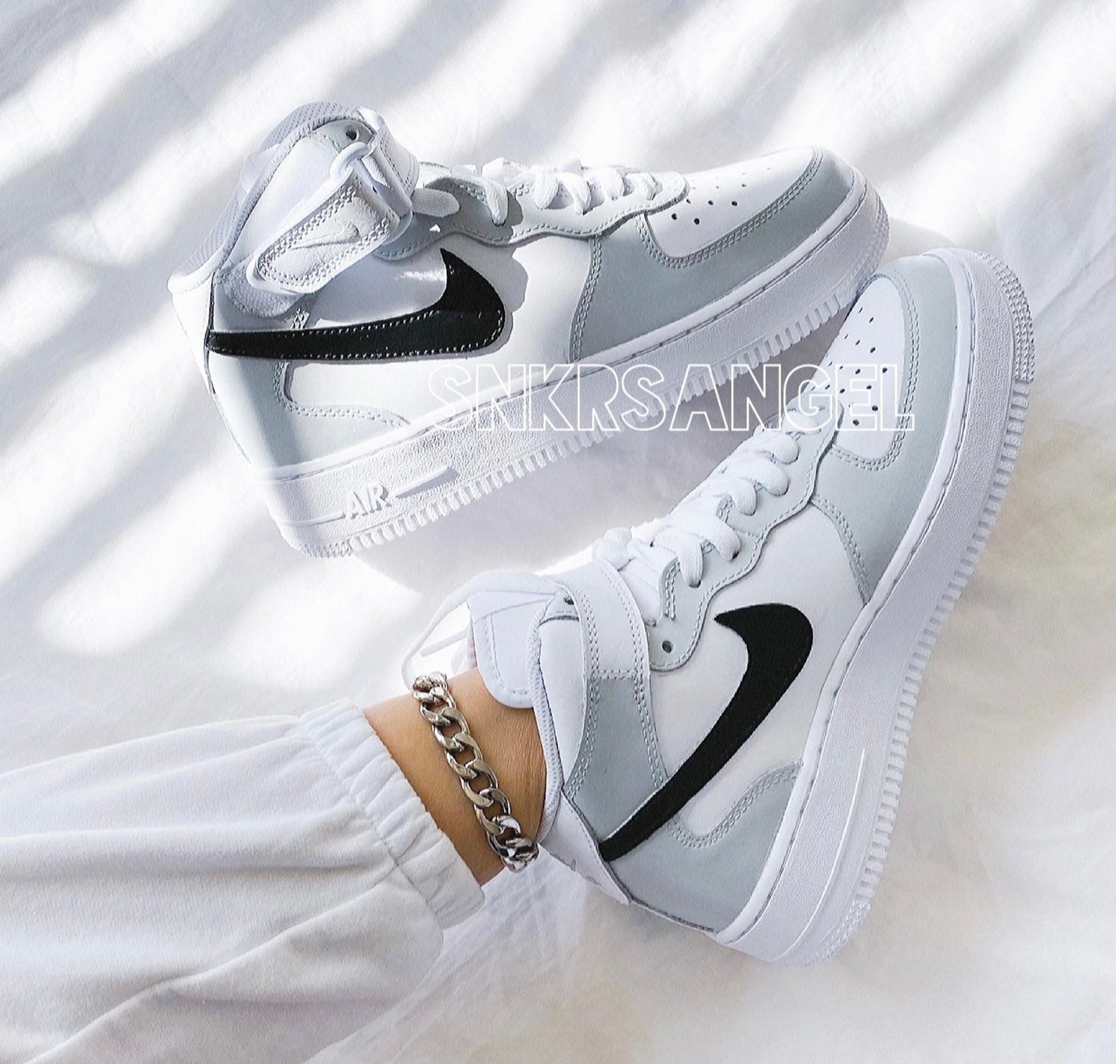 air force 1 mid white custom