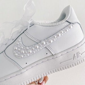 Nike Wedding personalized sneakers, prom, graduation pearl swarovski crystal bridal shoes, AF 1 wedding bling sneakers image 7