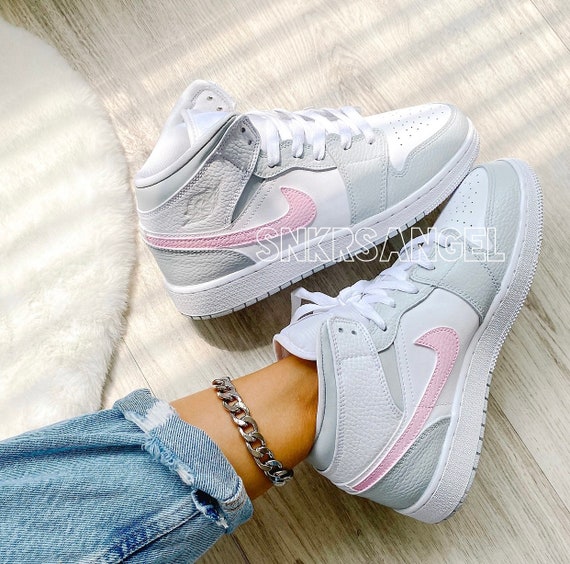 grey and pink jordans women's