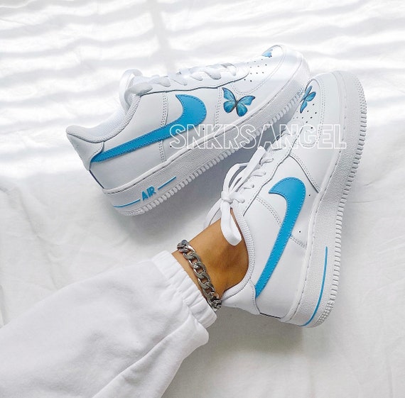 anders Archeoloog West Custom Nike Air Force 1 Low Blue Butterfly - Etsy