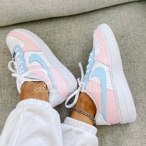 Gender reveal custom sneakers BOY or GIRL blue and pink air force 1