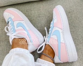 Geschlecht offenbaren benutzerdefinierte Turnschuhe JUNGE oder MÄDCHEN blau und rosa Luftwaffe 1