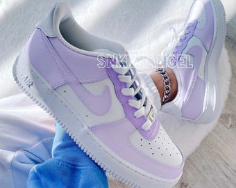 Custom nike air force 1 sneakers lilac lavender purple