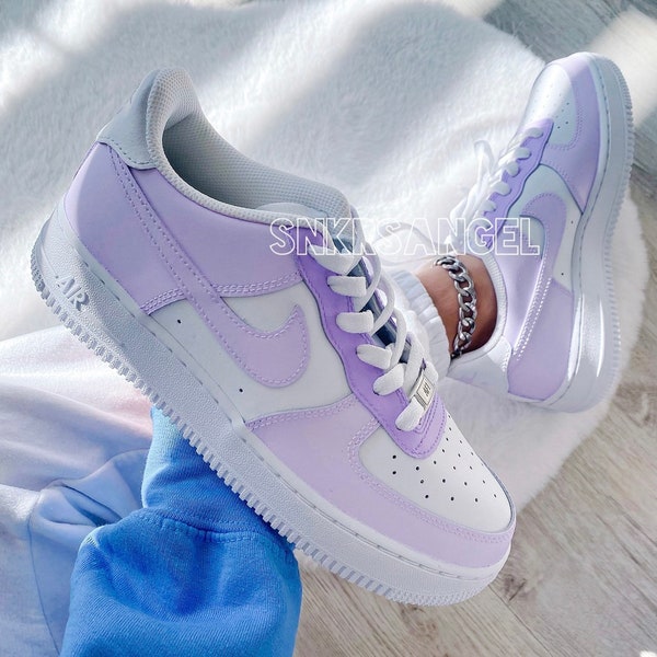 Custom nike air force 1 sneakers lilac lavender purple