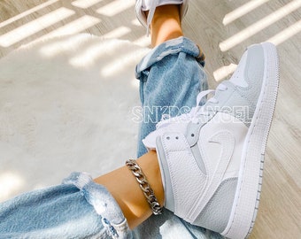 Custom nike air jordan 1 gris medio gris claro