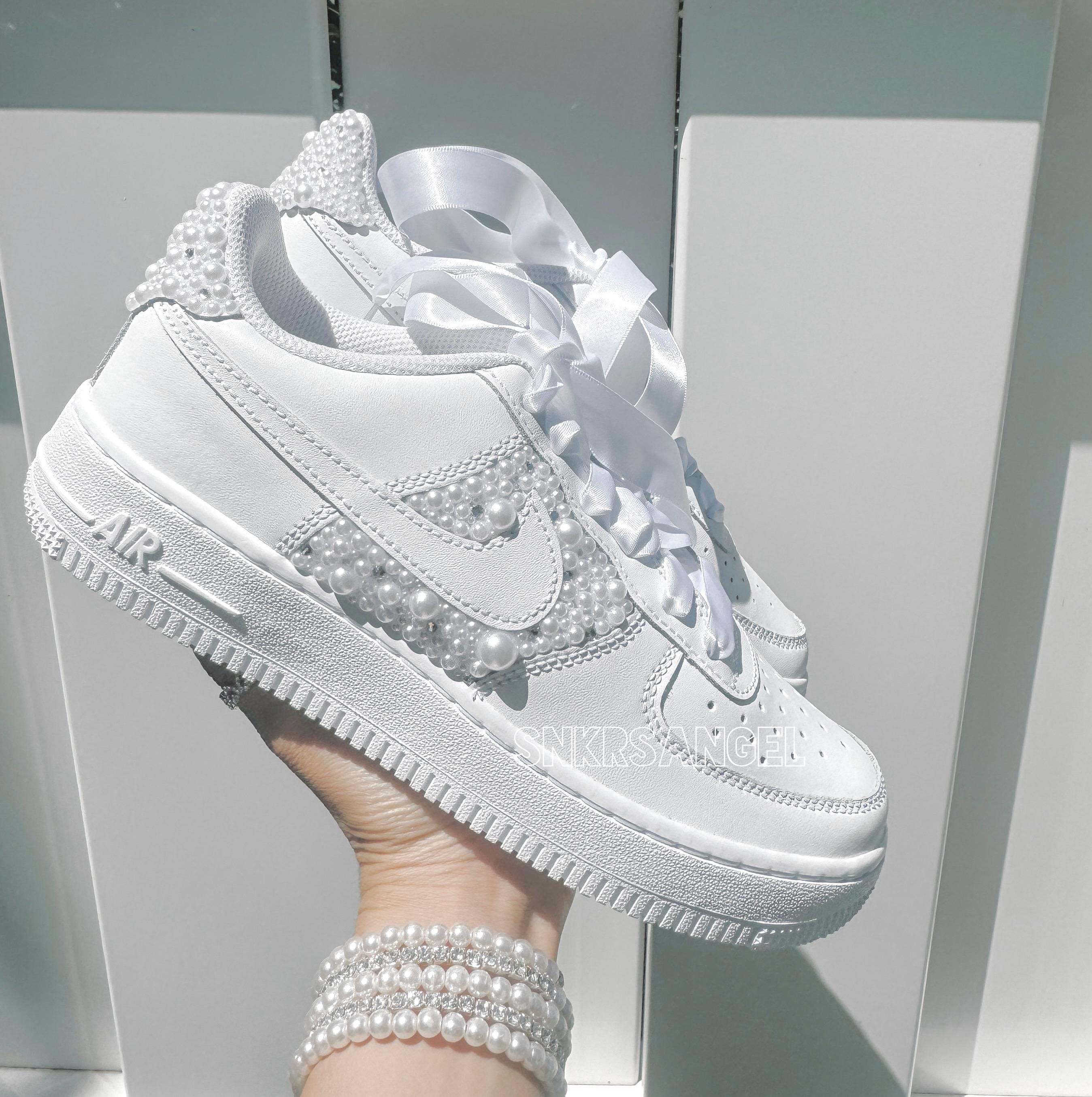 Bling Wedding Bride Personalized Sneakers Pearl Swarovski